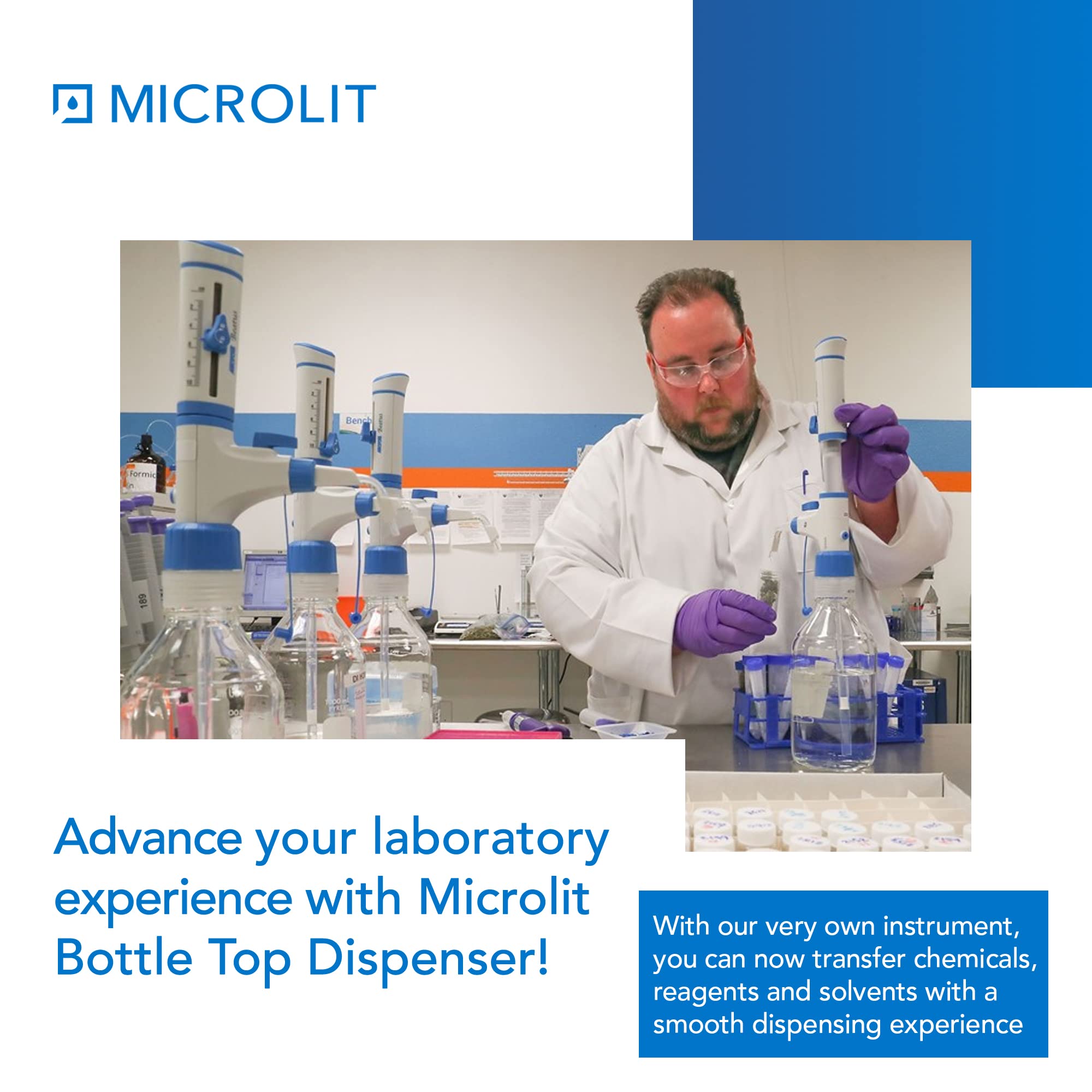 SCITUS BottleTop Dispenser 10-100ml | Laboratory Equipment for Precise Chemical, Oil & Solvent Dispensing | Safe Reagent Transfer from Bottles | Ideal for Research Labs & Chemistry Experiments