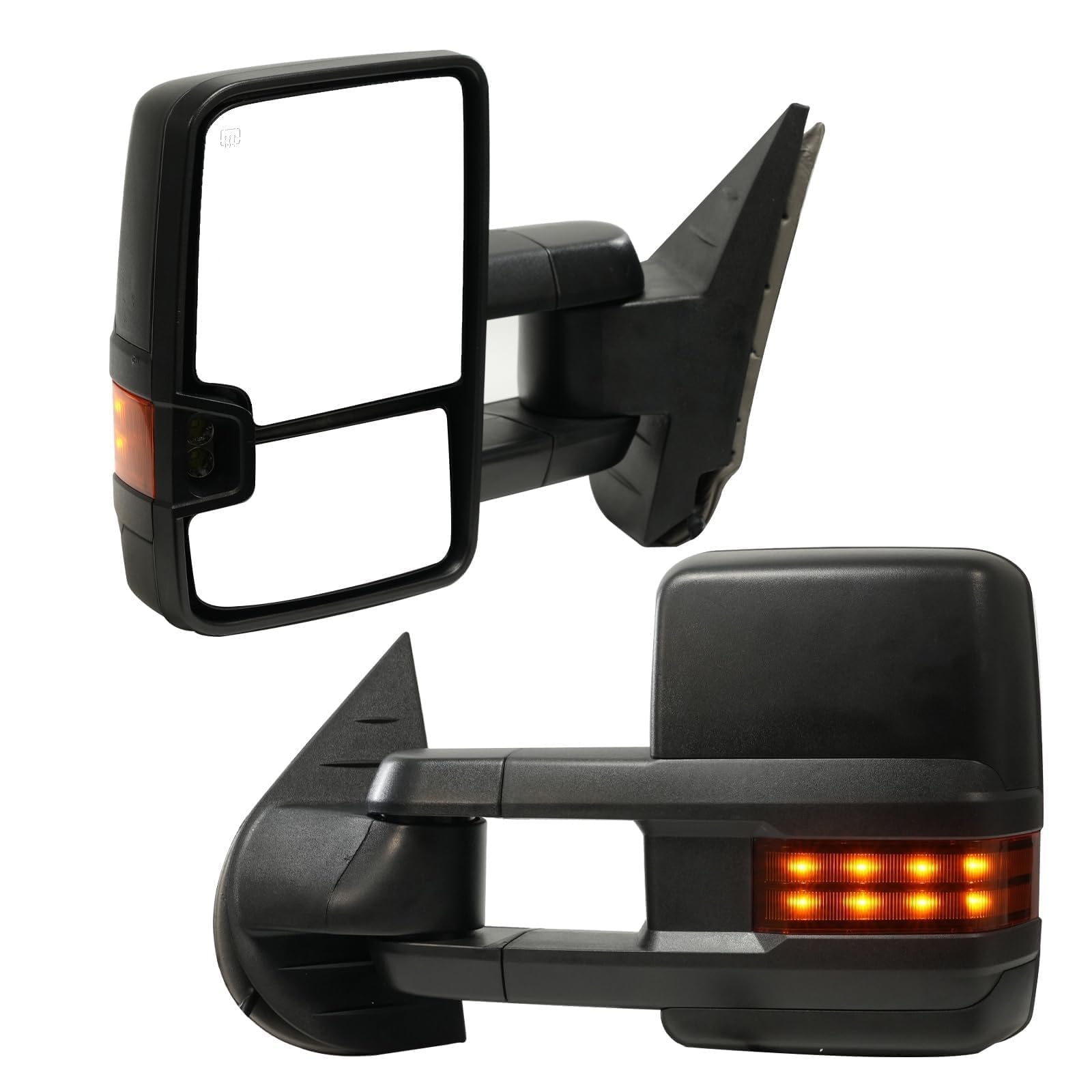 Heated Amber Signal Towing Mirrors Replacement for 2014-2018 Chevrolet Silverado & GMC Sierra 1500/2500/3500 HD Power Pickup Truck - Black Pair (Perfect for Off-Roading, Towing Trailers & Enhanced Night Visibility)