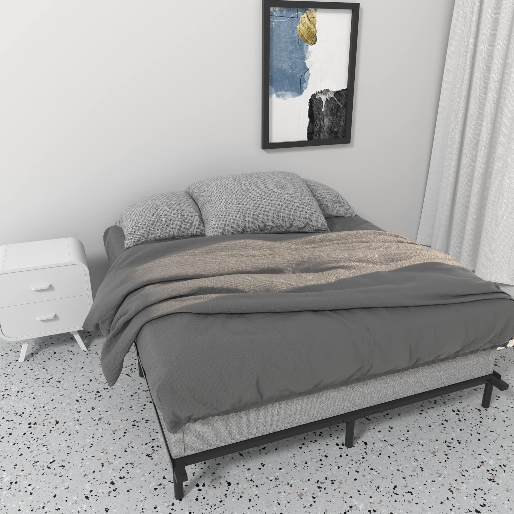 Zizin King Size Bed Frame - Heavy Duty Metal Platform with 7 Inch Adjustable Height & 9 Leg Support for Box Spring or Mattress Set | Perfect for Master Bedrooms, Guest Rooms & Dormitories