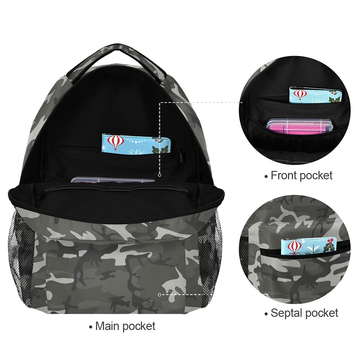 Camo American Flag Backpack for Teens - Waterproof School Bookbag with Laptop Compartment, Durable Travel Daypack for Boys & Girls - Perfect for College, Hiking, and Outdoor Adventures