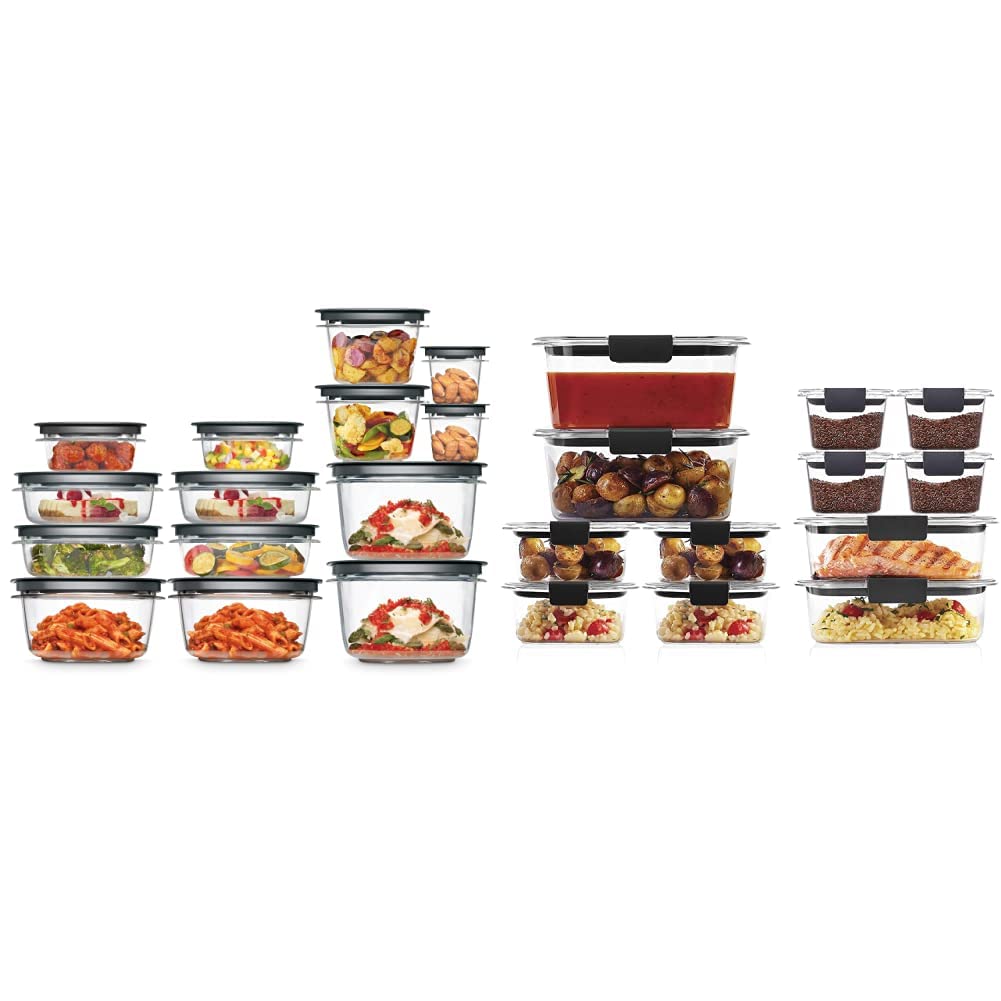 Rubbermaid Food Storage Containers with Lids - 28-Piece Set & Brilliance Airtight Containers - 12-Piece Set | BPA-Free, Stackable Kitchen Organizers for Meal Prep, Leftovers & Pantry Storage
