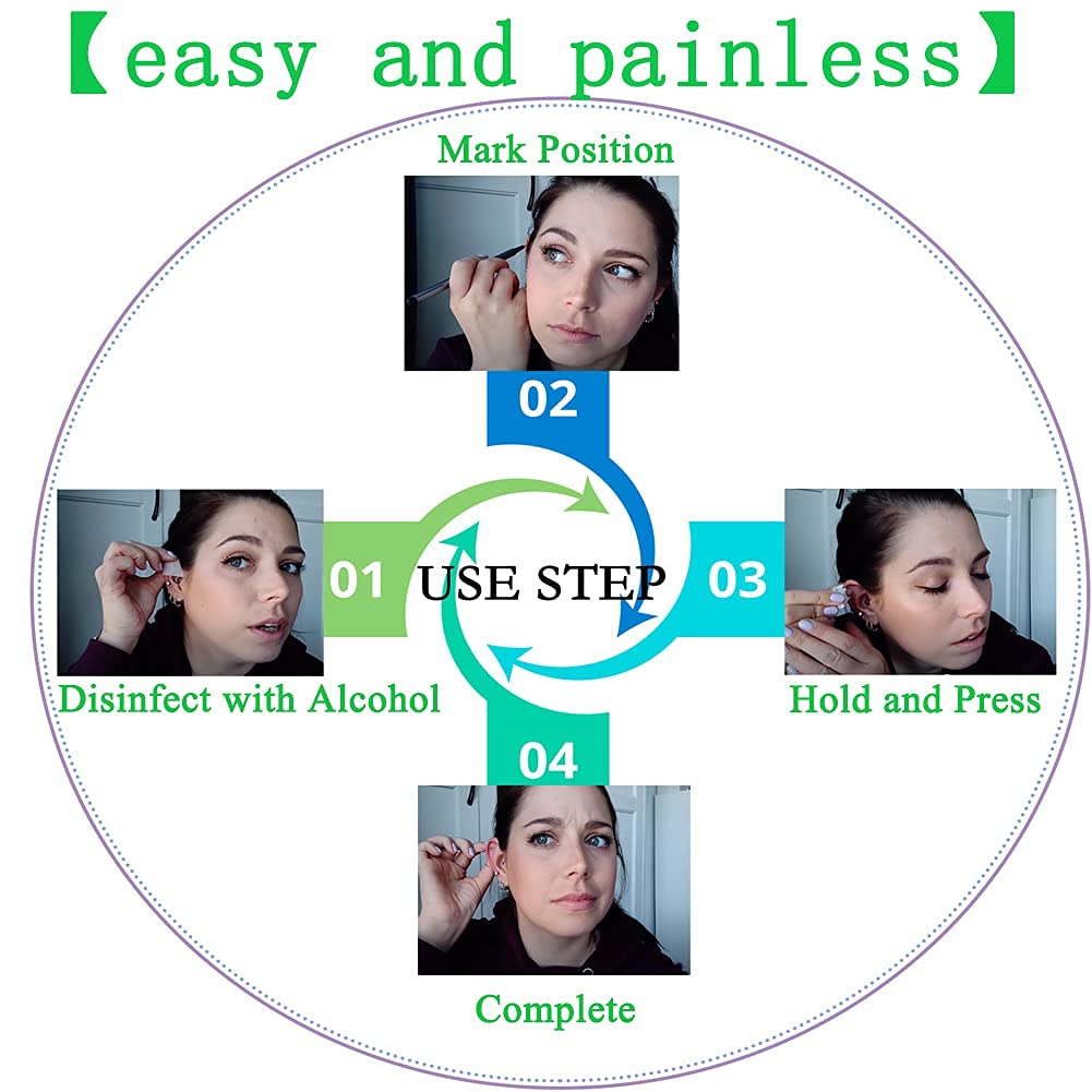 2 Pack Disposable Self Ear Piercing Gun Kit - Safe & Easy Ear Piercing Tool with Stainless Steel Studs for Cartilage, Lobe & Helix - Perfect for Home Use, Gifts & First-Time Piercing