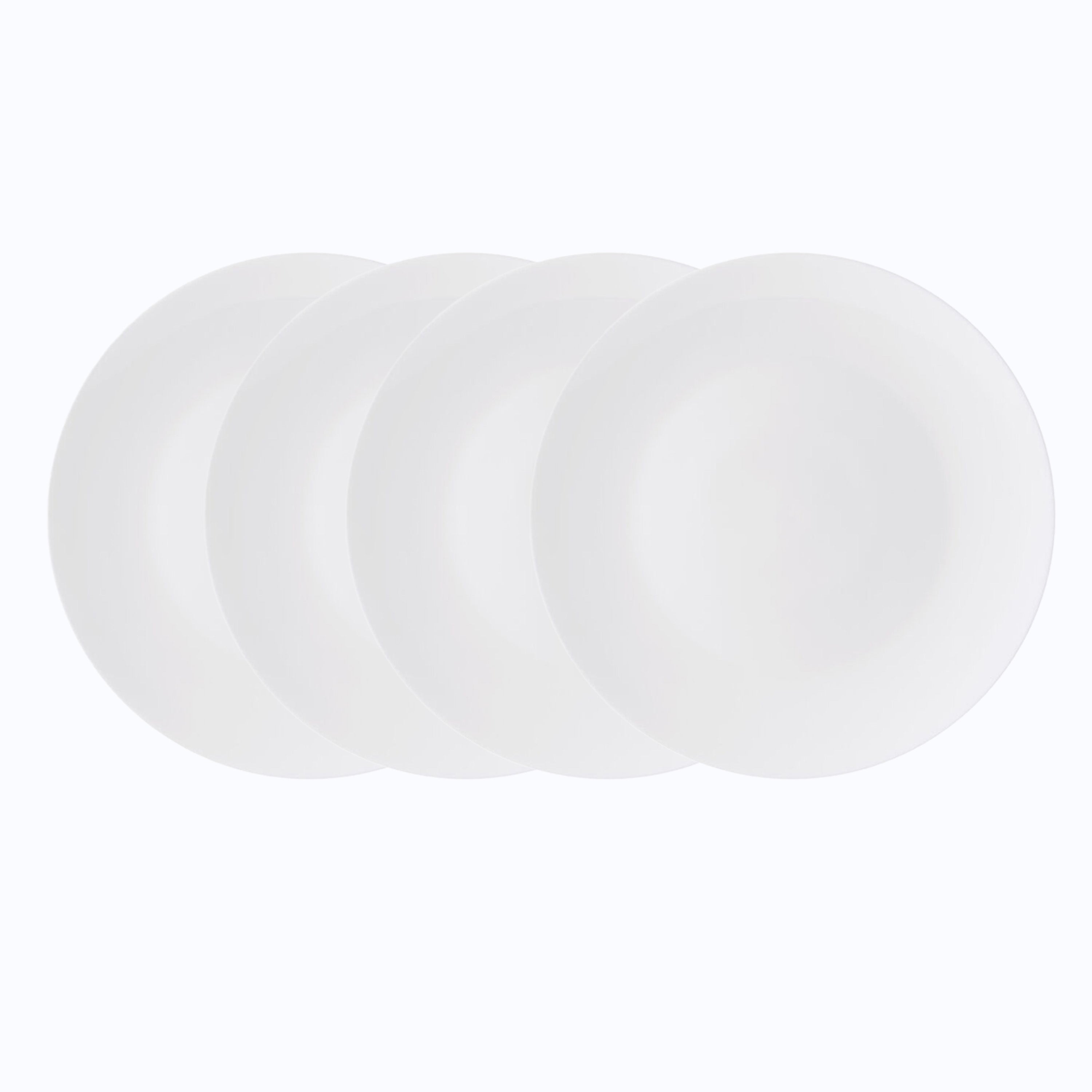 Macie Set of 4 Elegant Porcelain Dinner Plates - 10.5 Inch Round Plates for Formal Dining, Everyday Meals & Entertaining - Dishwasher & Microwave Safe