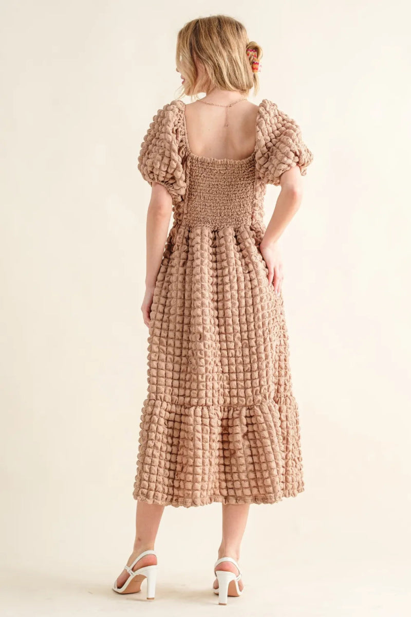Full Size Square Neck Puff Sleeve Dress for Women - Elegant Flowy Summer Dress for Weddings, Parties & Date Nights