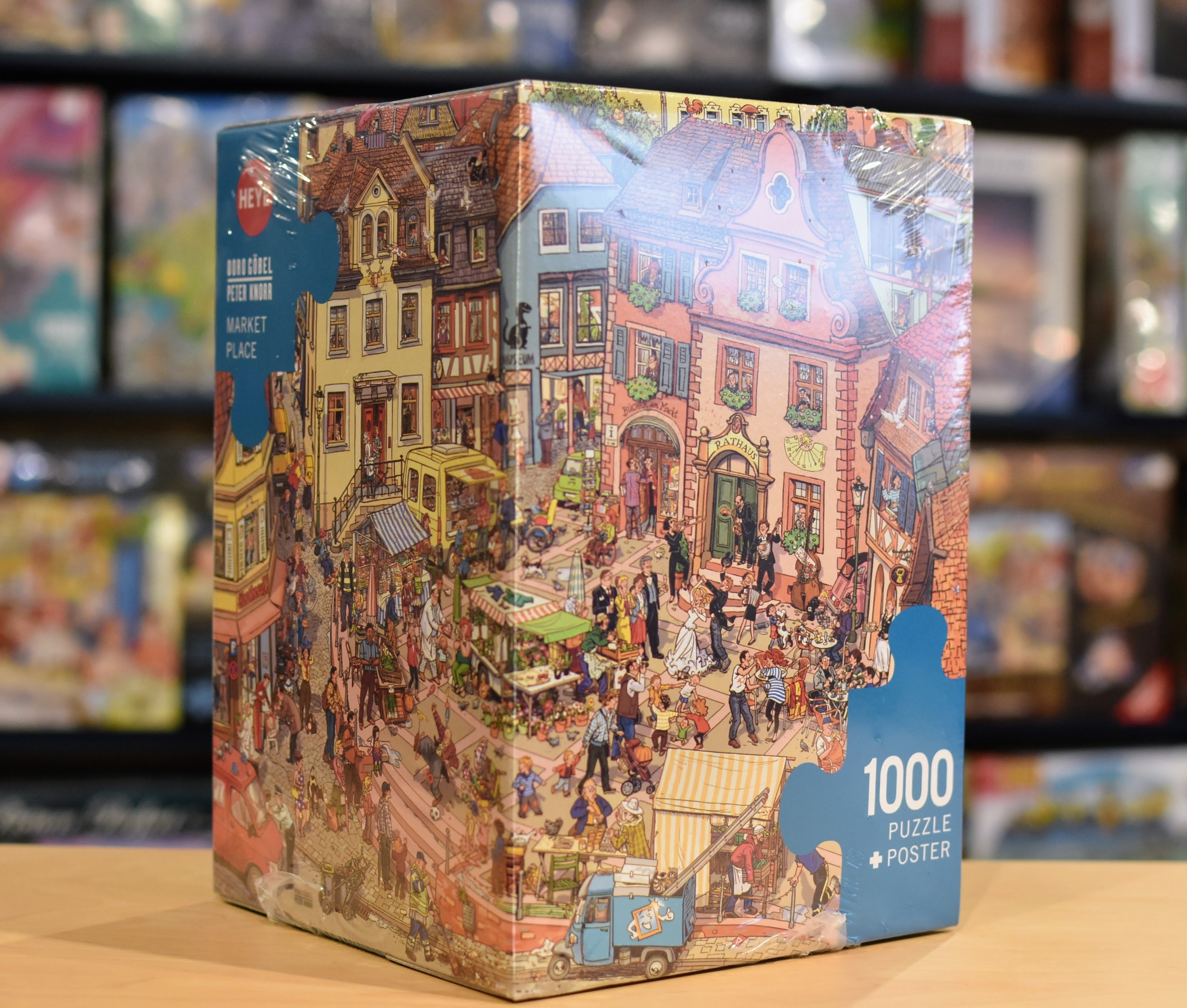 Heye 1000-Piece Triangular Jigsaw Puzzle - Colorful Market Scene - Challenging Adult Puzzle for Home Decoration & Relaxation - Perfect for Family Game Night and Stress Relief