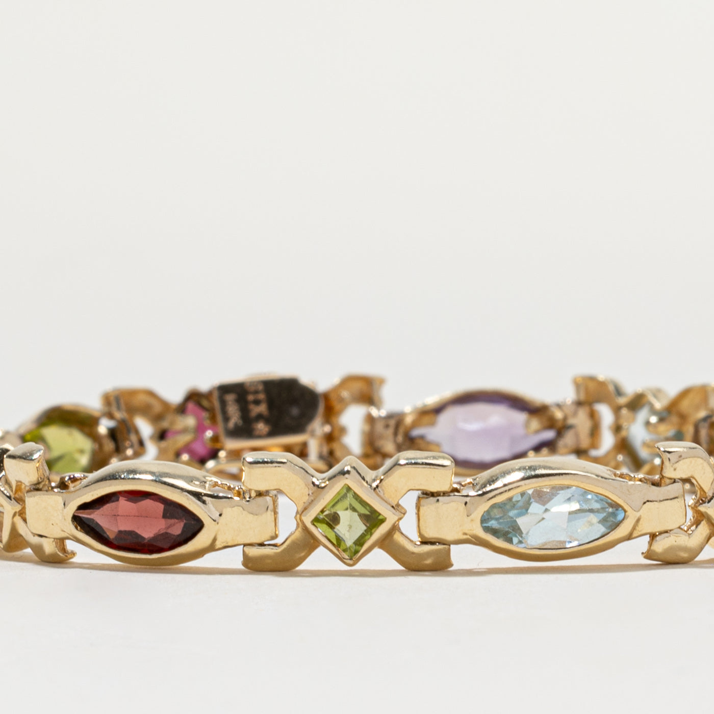 14K Gold Bezel Set Multi Gemstone Tennis Bracelet | 7.60ctw Total Weight | 7.5 Inches | Elegant Jewelry for Women | Perfect for Weddings, Anniversaries & Special Occasions