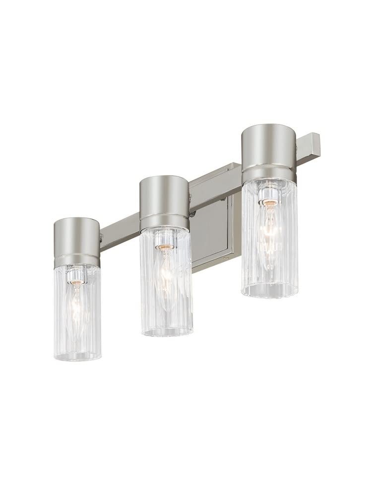 Livex Lighting 50683-91 Midtown 3-Light Bathroom Vanity Light Fixture in Brushed Nickel - Perfect for Modern Bathrooms, Powder Rooms & Spa-Like Retreats