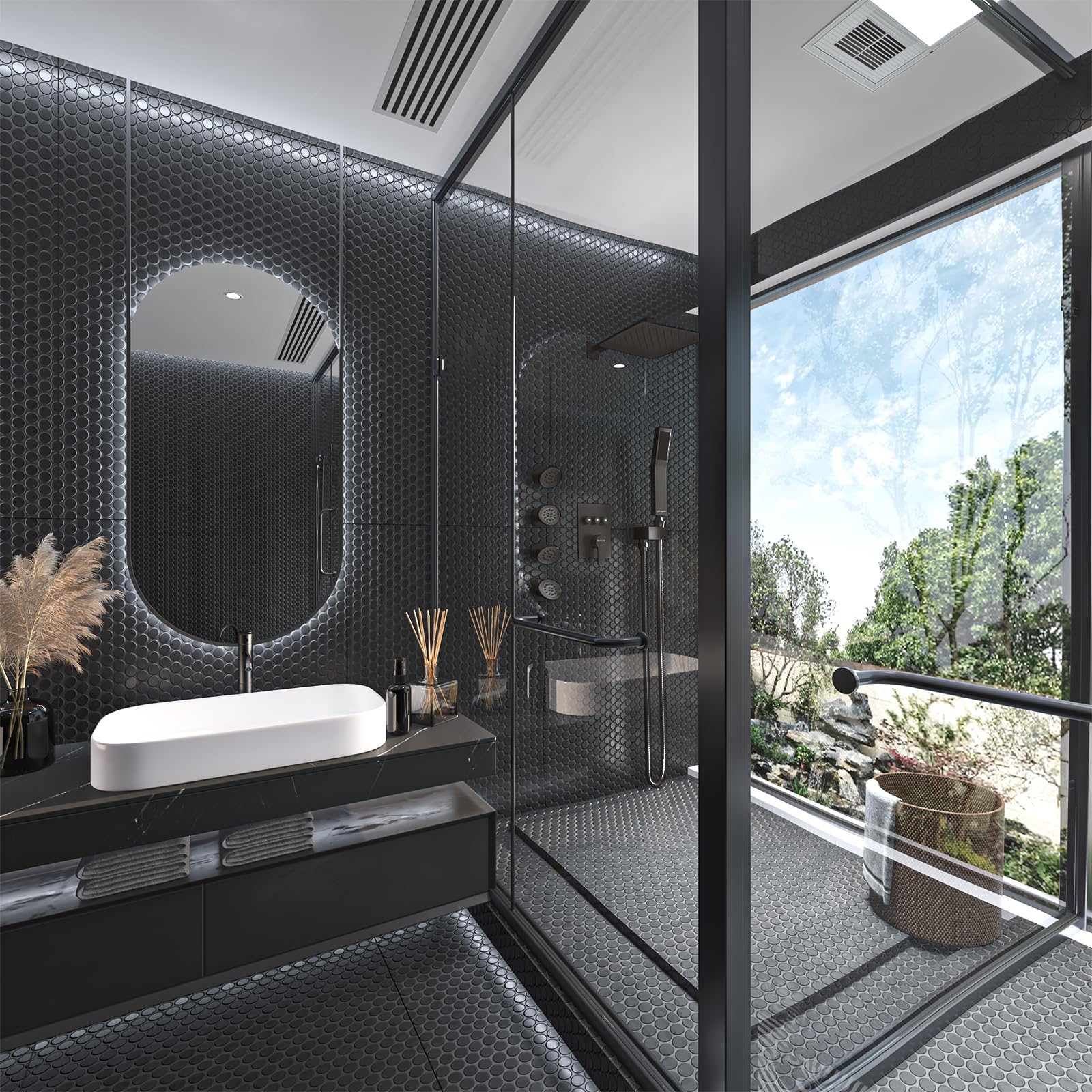Premium Matte Black Shower Body Spray Jets with On/Off Switch - Adjustable Flow Massage Spa Shower Jets for Ultimate Relaxation - Perfect for Bathroom Renovation, Luxury Spa Experience & Hydrotherapy Sessions