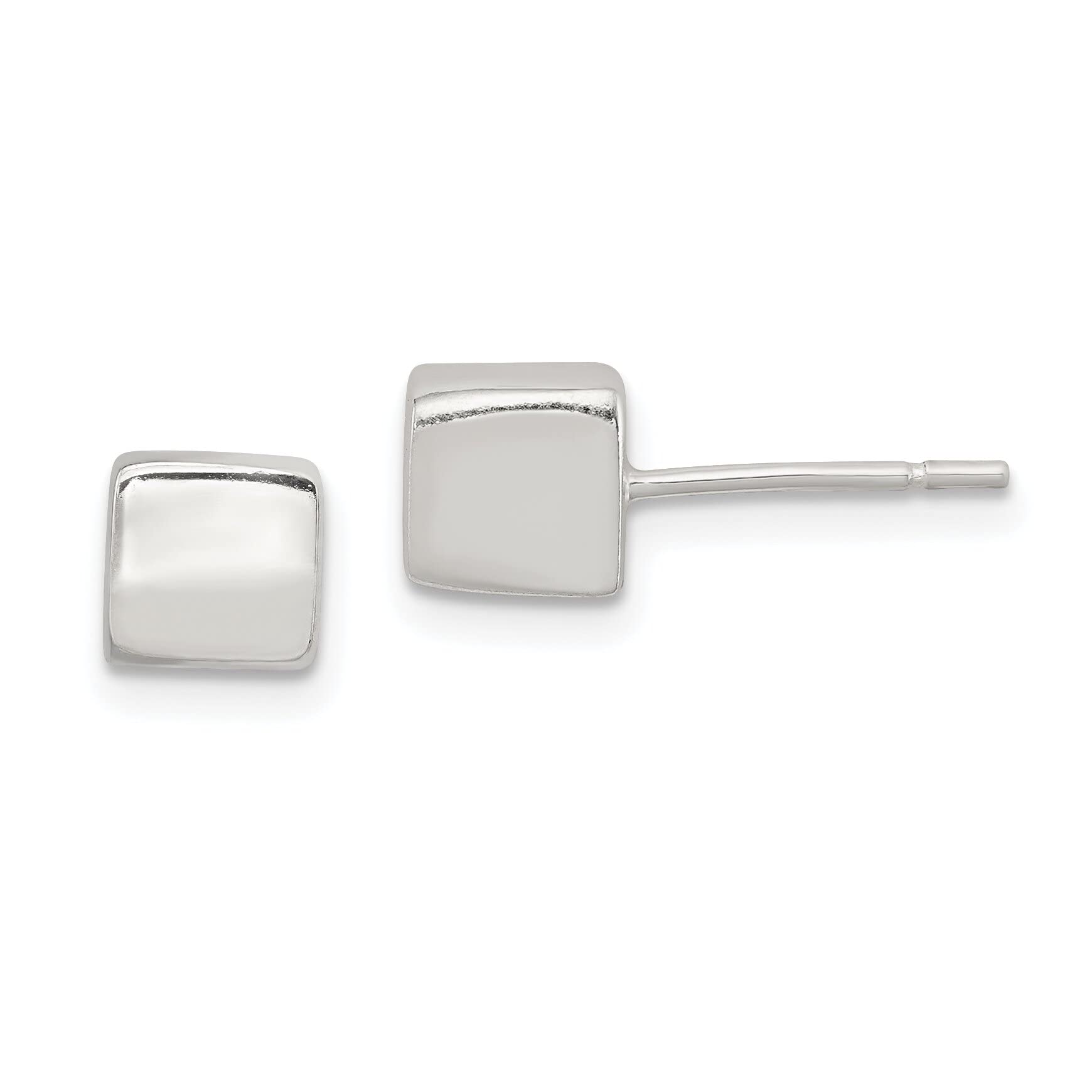 Sterling Silver Square Stud Earrings for Women - 6mm Minimalist Earrings for Everyday Wear, Gift Giving & Special Occasions