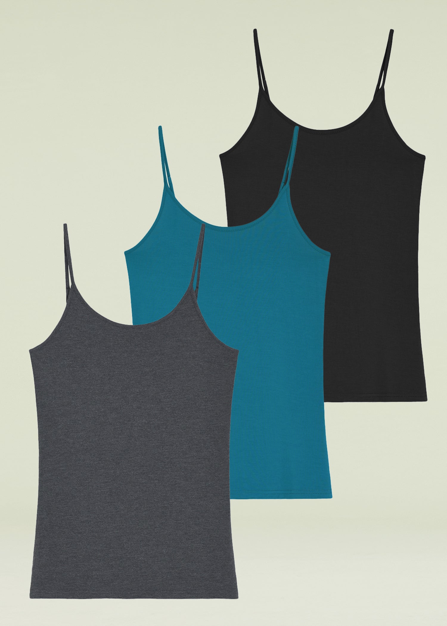Women's Bamboo Viscose Adjustable Strap Cami Tank Top 3 Pack - Soft Breathable Summer Tops for Casual Wear, Layering & Lounge
