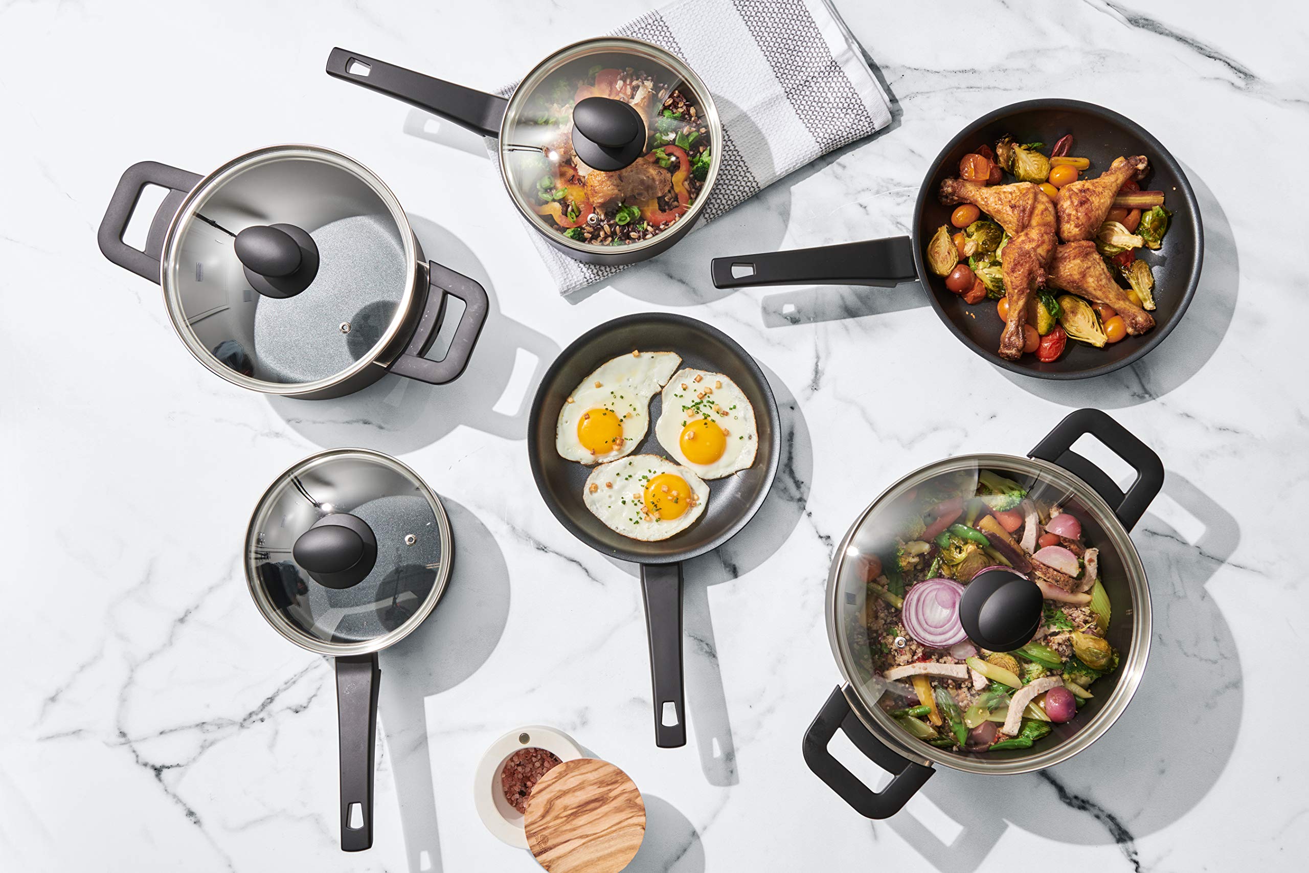 Cuisipro Soft Touch Non-Stick Aluminum Cookware Set - 10-Piece Kitchen Cookware for Healthy Cooking | Perfect for Frying, Sautéing & Baking at Home