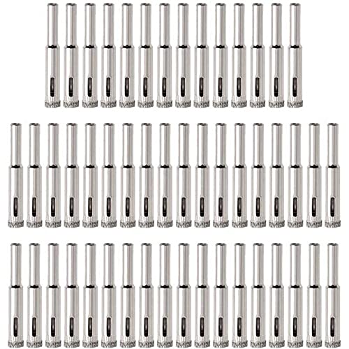 50-Piece Diamond Coated Drill Bit Set - 8mm Diamond Pointed Hole Saw for Ceramic Tiles, Glass, Marble & Kitchen Ceramics (Silver) - Perfect for DIY Home Renovation, Bathroom Remodeling & Craft Projects