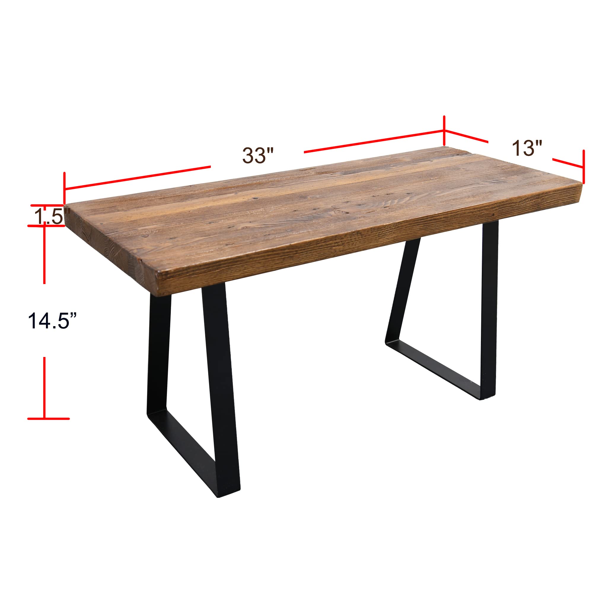 Solid Reclaimed Pine Wood Entryway Bench - 33