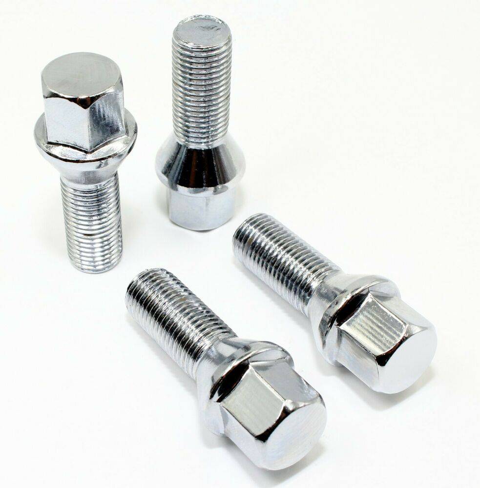 Chrome Heat Treated 12x1.5 Acorn Lug Bolts with Conical Seat - 12mmx1.5 Thread, 17mm Hex, 28mm Shank (20-Piece Set) - Perfect for Automotive Wheel Installation and Custom Car Modifications