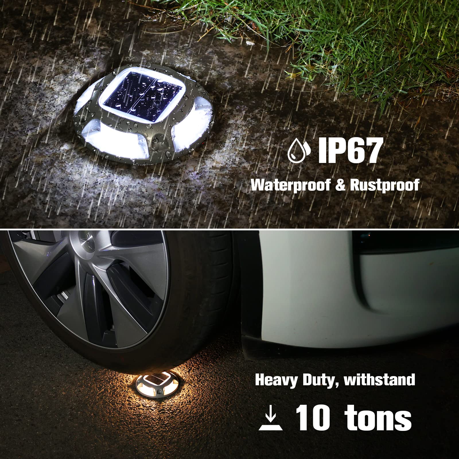 VOLISUN 16 Pack Solar Driveway Lights - 2 Color LED Outdoor Step Lights (White/Warm White) | IP67 Waterproof Deck & Pathway Lighting for Driveway, Sidewalk, Garden, and Patio Safety