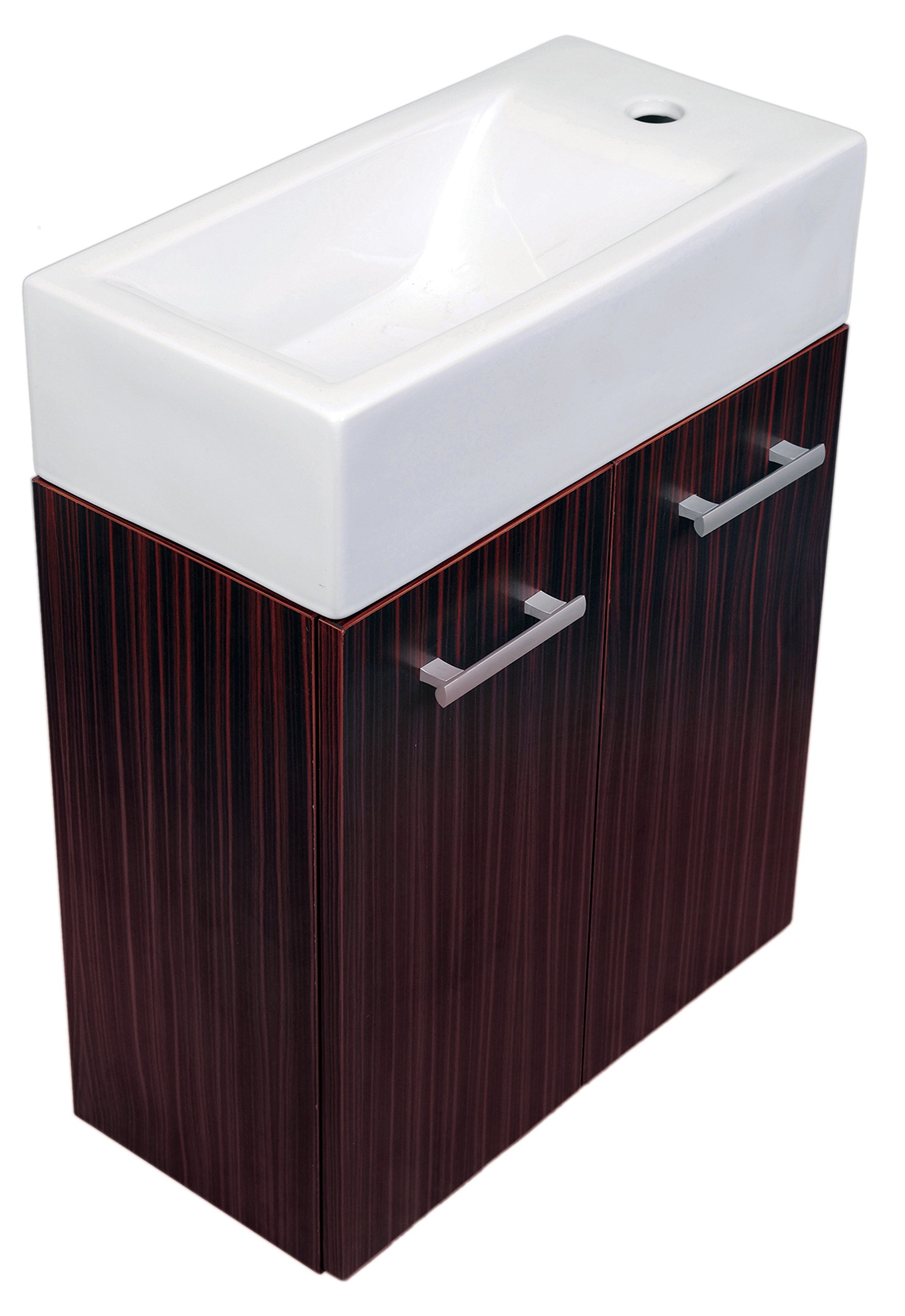 Espresso Wall Mount Double Door Bathroom Vanity with White Ceramic Basin - Perfect for Small Bathrooms, Powder Rooms & Modern Home Decor