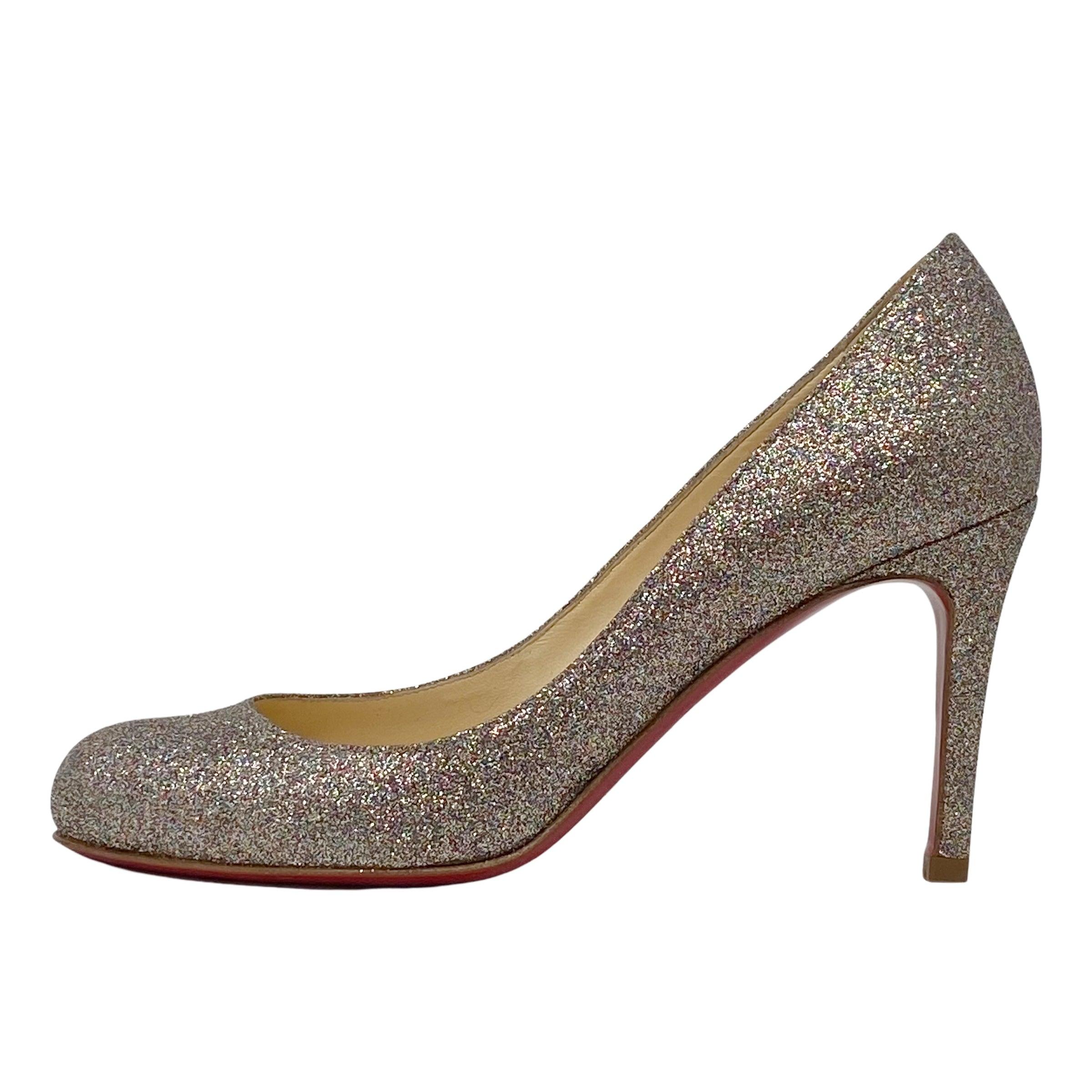 Christian Louboutin Glitter Mini Simple Pump 35 - Women's Sparkly High Heel Dress Shoes for Parties & Evening Events