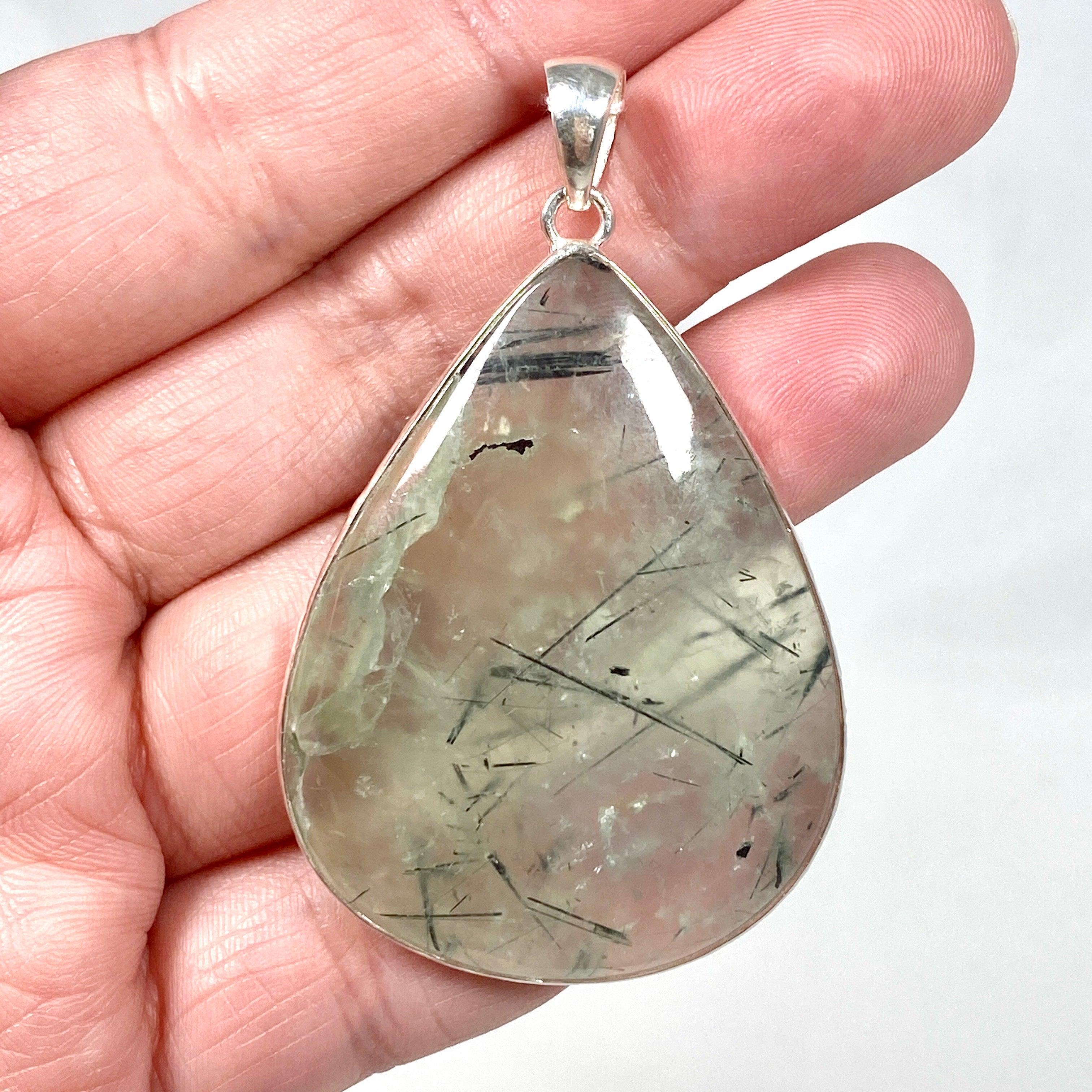 Natural Prehnite Teardrop Pendant Necklace - KPGJ3769 | Healing Crystal Jewelry for Meditation, Energy Balancing & Spiritual Gifts