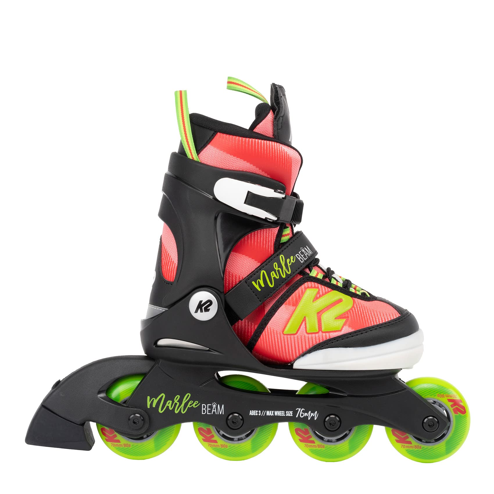 K2 Marlee Beam Adjustable Inline Skates for Girls - Lightweight Rollerblades with Comfortable Fit for Outdoor Skating, Park Rides & Fitness Training
