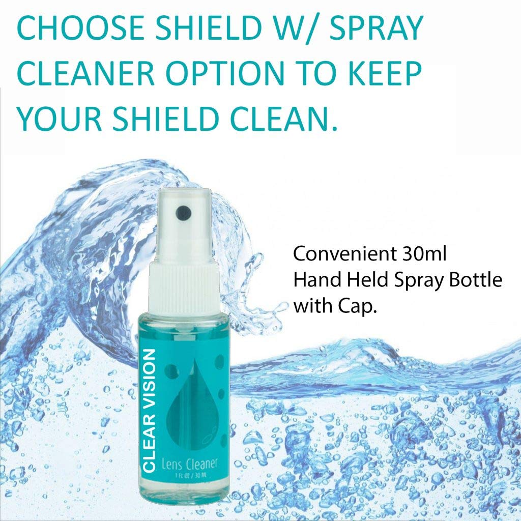 ProSPORT 50-Pack Dark Blue Flip-Up Clear Face Shield - Adjustable One-Size Protection Against Spray Liquids - Includes 2 Lens Cleaner Bottles - Ideal for Sports, Construction & Healthcare Workers