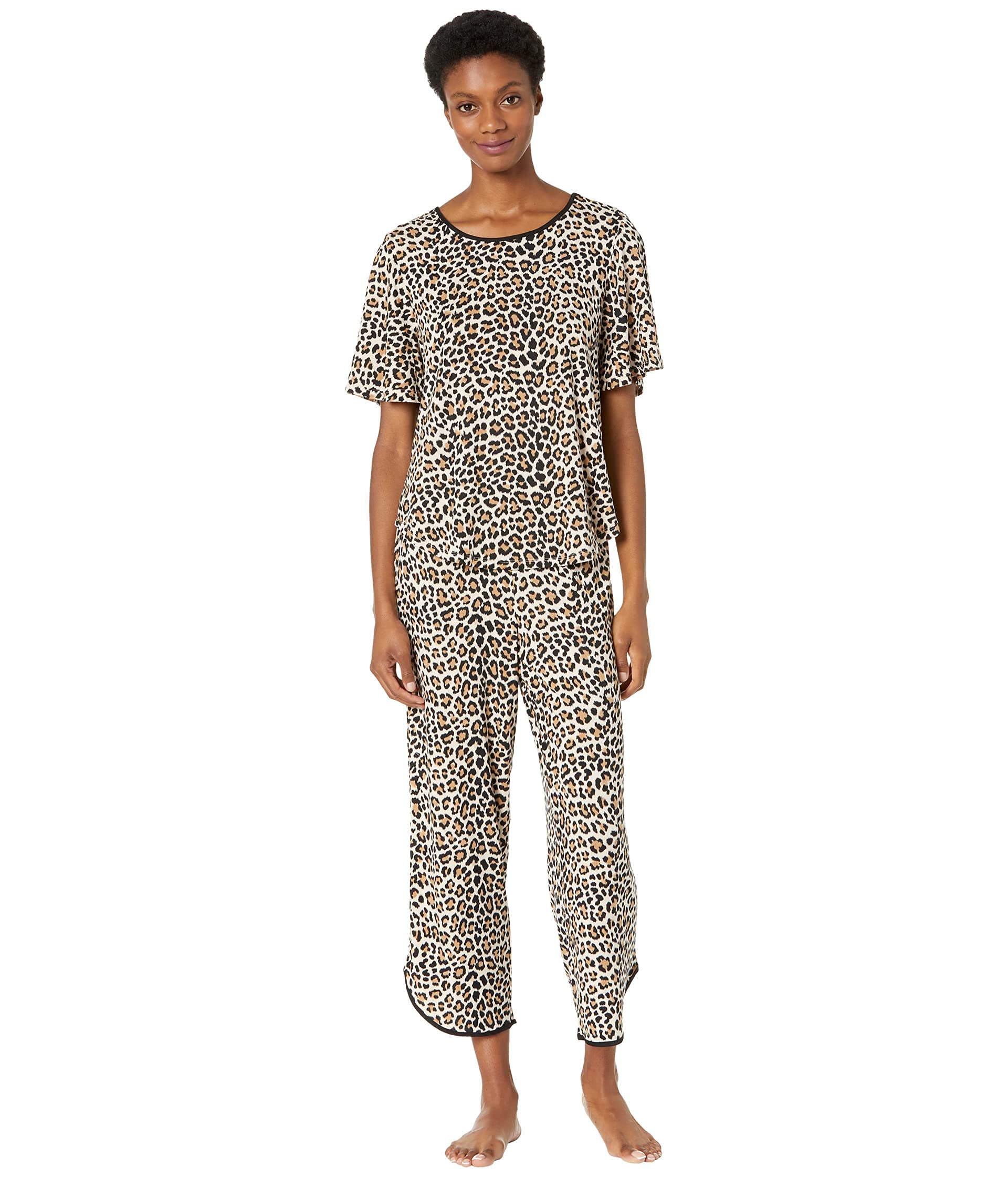 Kate Spade New York Evergreen Cropped Pajama Set - Women's Short Sleeve Sleepwear for Cozy Nights & Lounge Wear