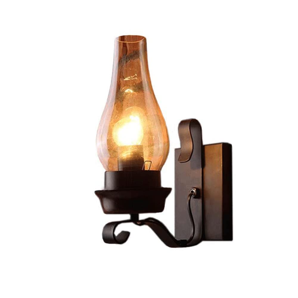 Vintage Industrial Wall Sconce - Rustic Nordic Glass Wall Lamp for Bedroom, Bedside, Balcony & Corridor | Creative Personality Lighting Fixture | Perfect for Farmhouse, Loft & Industrial Decor Styles