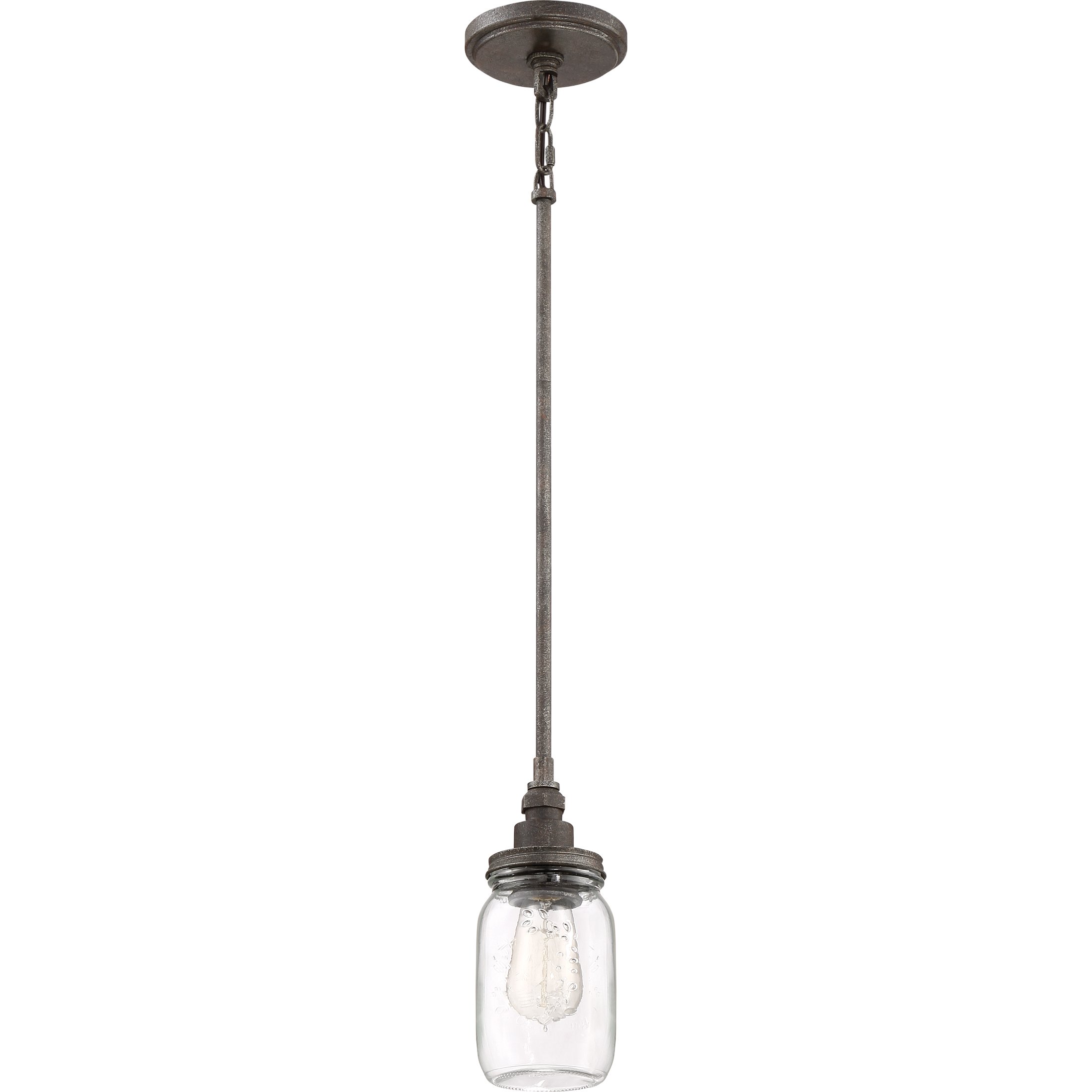 Quoizel Squire 1-Light Rustic Black Mini Pendant Light Fixture - Perfect for Kitchen Island, Dining Room, or Entryway Lighting
