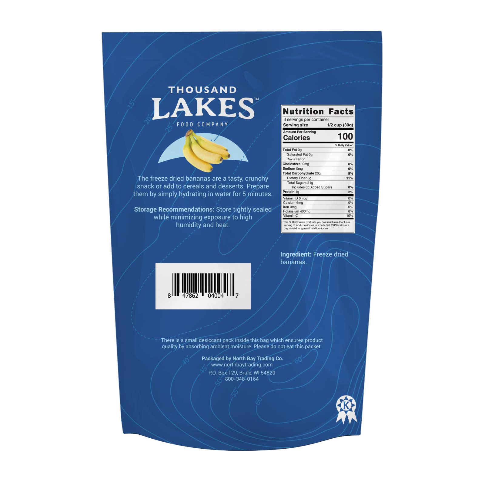 Thousand Lakes Freeze Dried Banana Slices - 2 Pack (3.2oz Each, 6.4oz Total) | No Sugar Added, No Oils, 100% Natural Fruit | Perfect for Smoothies, Baking & Healthy Snacking