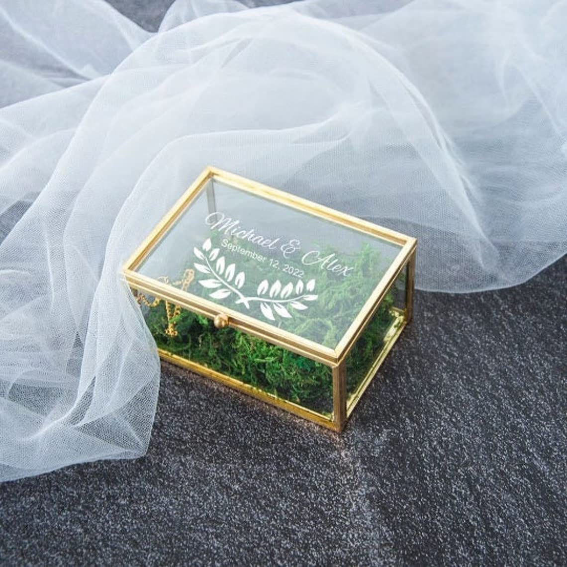Vintage Glass Jewelry Box - Wedding Ring Organizer for Engagement & Ceremonies