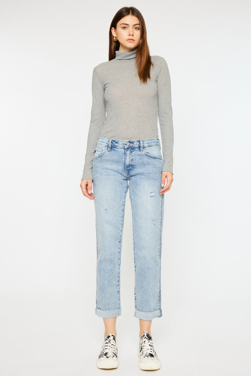 Leonel Mid Rise Boyfriend Jeans for Women - Comfortable Stretch Denim Pants with Classic Fit | Perfect for Casual Wear, Weekend Outfits & Everyday Style