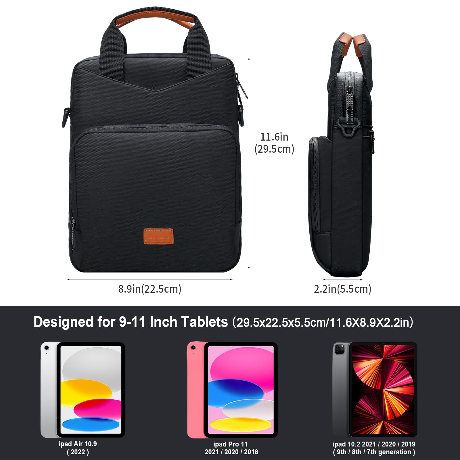 9-11 Inch Tablet Sleeve Case - Shockproof Padded Carrying Bag for iPad Pro 11 (M4), iPad 10.9 (10th Gen), iPad Air 11 (M2), Samsung Galaxy Tab S9/S8 - Lightweight Travel Protection with Adjustable Shoulder Strap (Black) | Perfect for Commuting, Business Trips & School Use