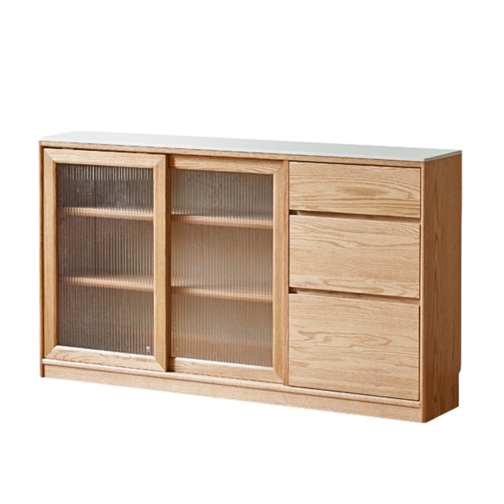 Solid Oak Wood Rock Board - Nordic Style Ultra-Thin Sideboard for Living Room, Bedroom & Dining Room Storage