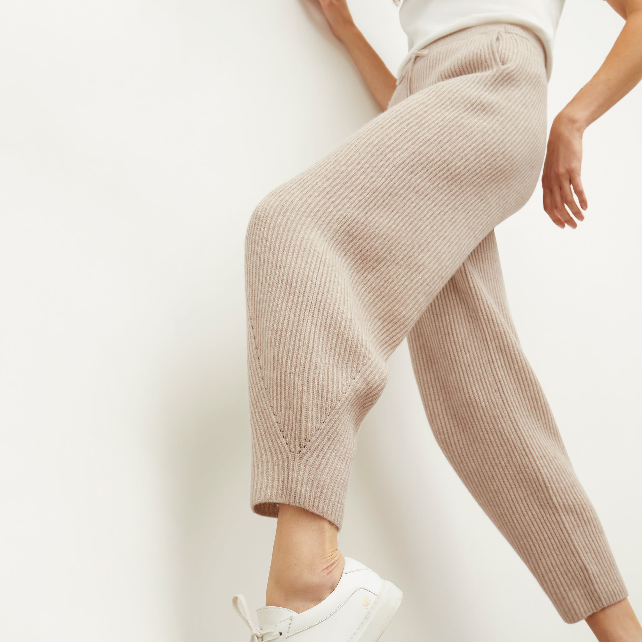 Addison Jogger Pants - Soft Cashmere Wool Blend in Oatmeal Melange Color | Comfortable Lounge Pants for Women | Perfect for Home, Yoga & Casual Wear
