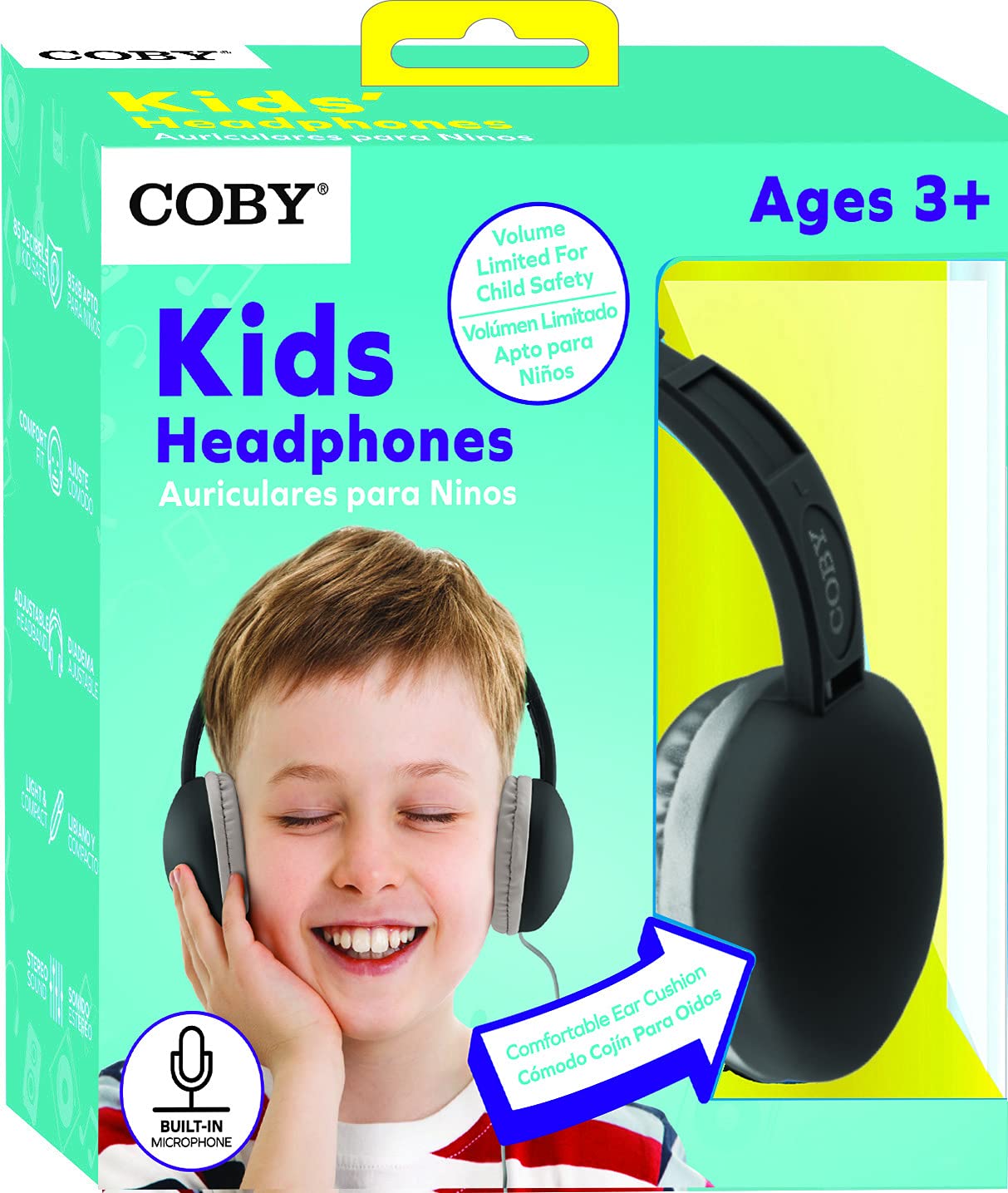 Kids Wired Headphones with Microphone & Volume Control - Lightweight School Headphones for Children, Noise Isolation Corded Earphones (Black) - Perfect for Online Classes, Travel & Home Learning