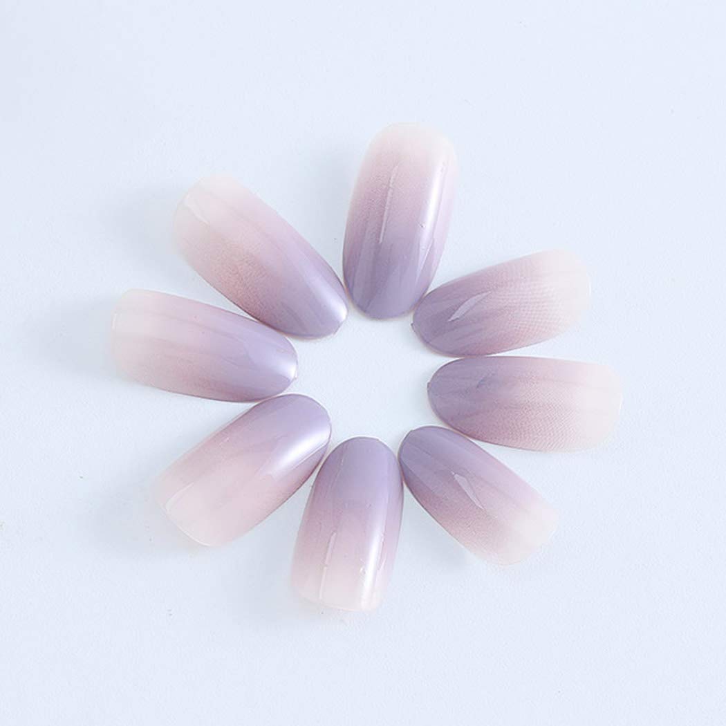 Ombre Short Press on Nails - Square Glossy Fake Nails for Women | Ballerina Artificial False Nails | Party Stick on Nails for Girls (Blue) - Perfect for Weddings, Parties & Daily Wear
