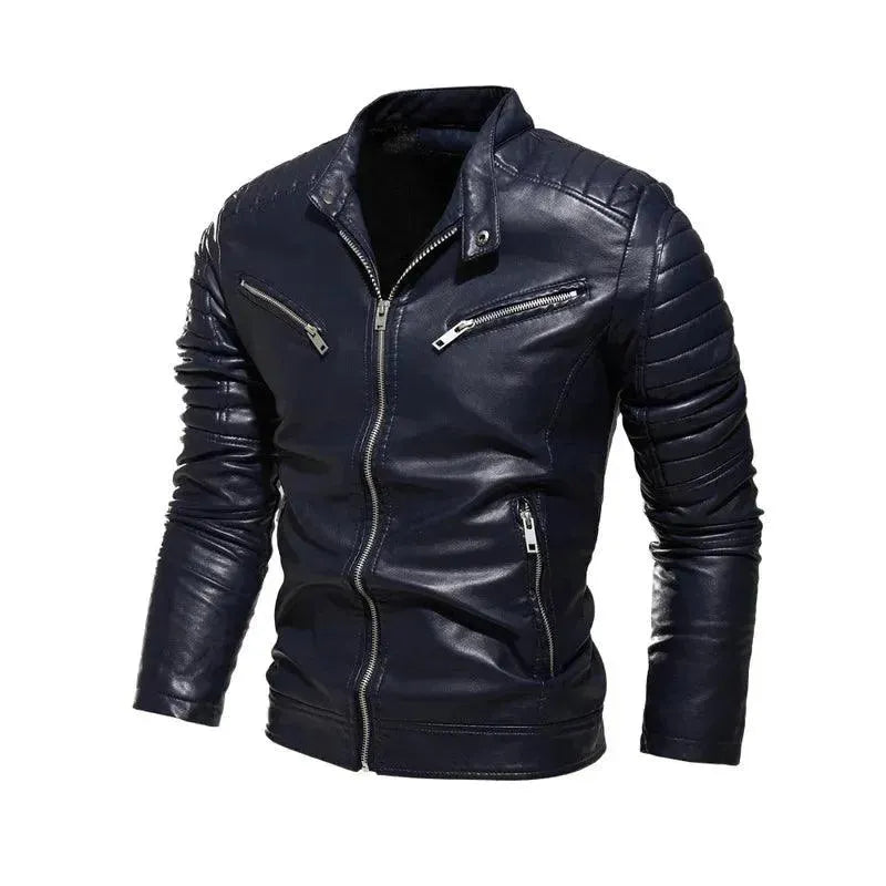 Men's Stylish PU Leather Patchwork Biker Jacket - Motorcycle Riding, Casual Outfit & Fashion Statement