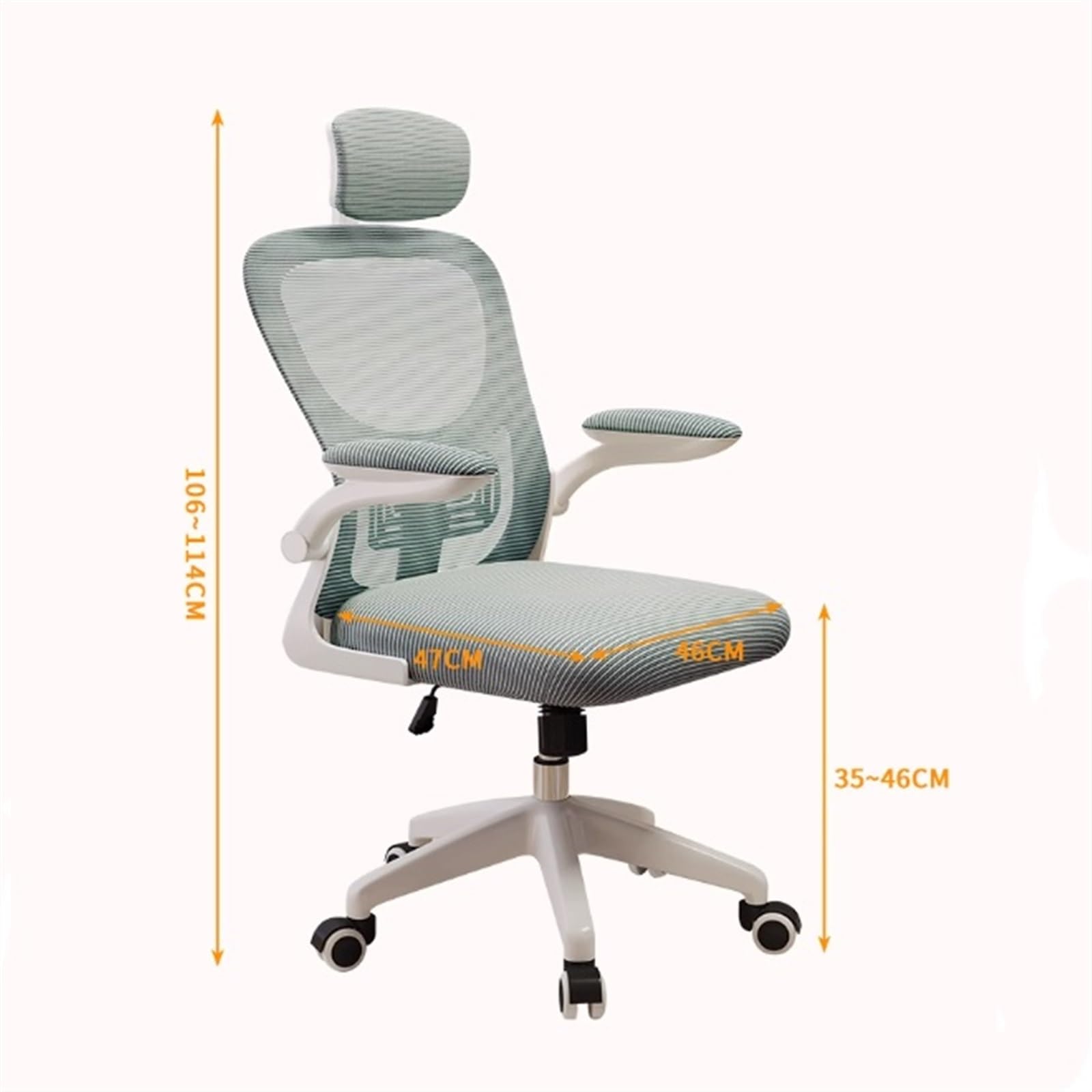 Ergonomic Office Chair with High Back & Headrest - Adjustable Armrests, Nylon Wheels & Mesh Back - Executive Desk Chair for Home & Office (Gray) - Perfect for Long Work Hours & Computer Use