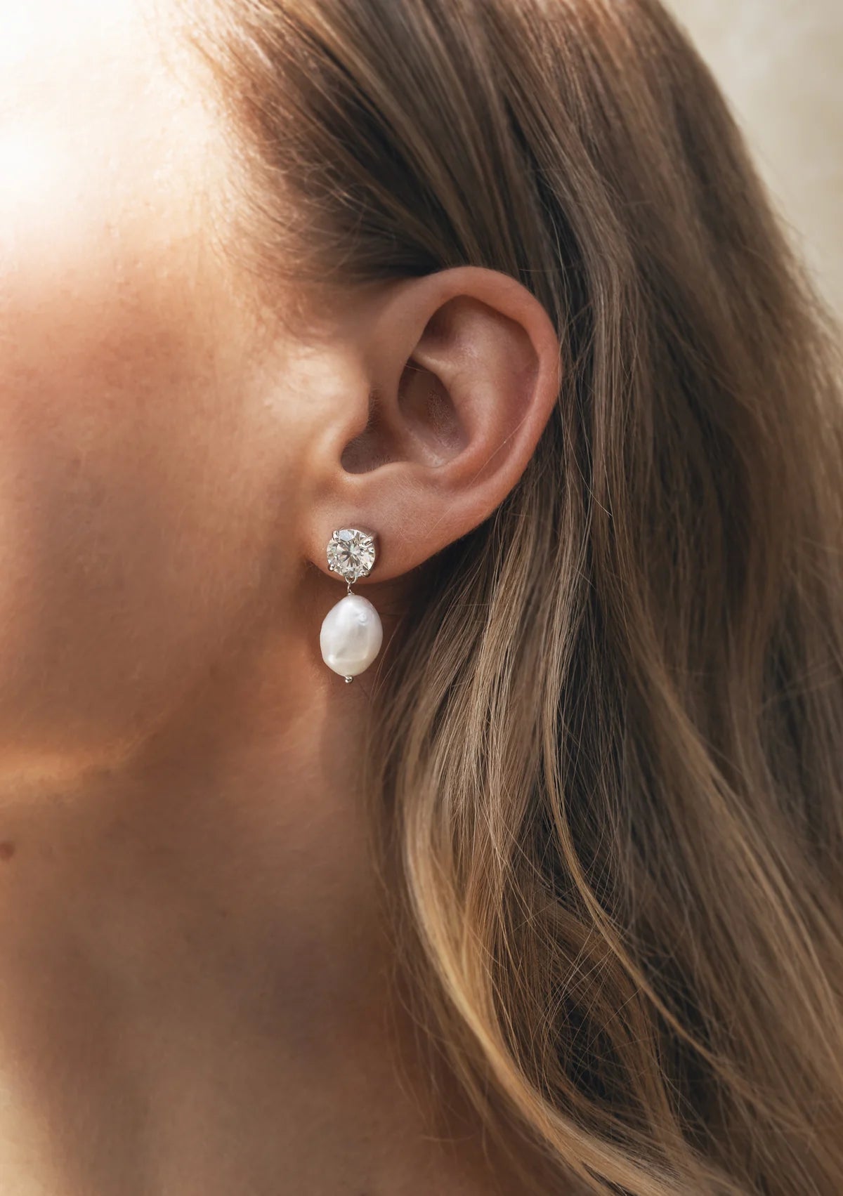 Lola Knight Violet Crystal & Pearl Bridal Drop Earrings - Sterling Silver Wedding Jewelry for Brides, Bridesmaids, and Formal Occasions