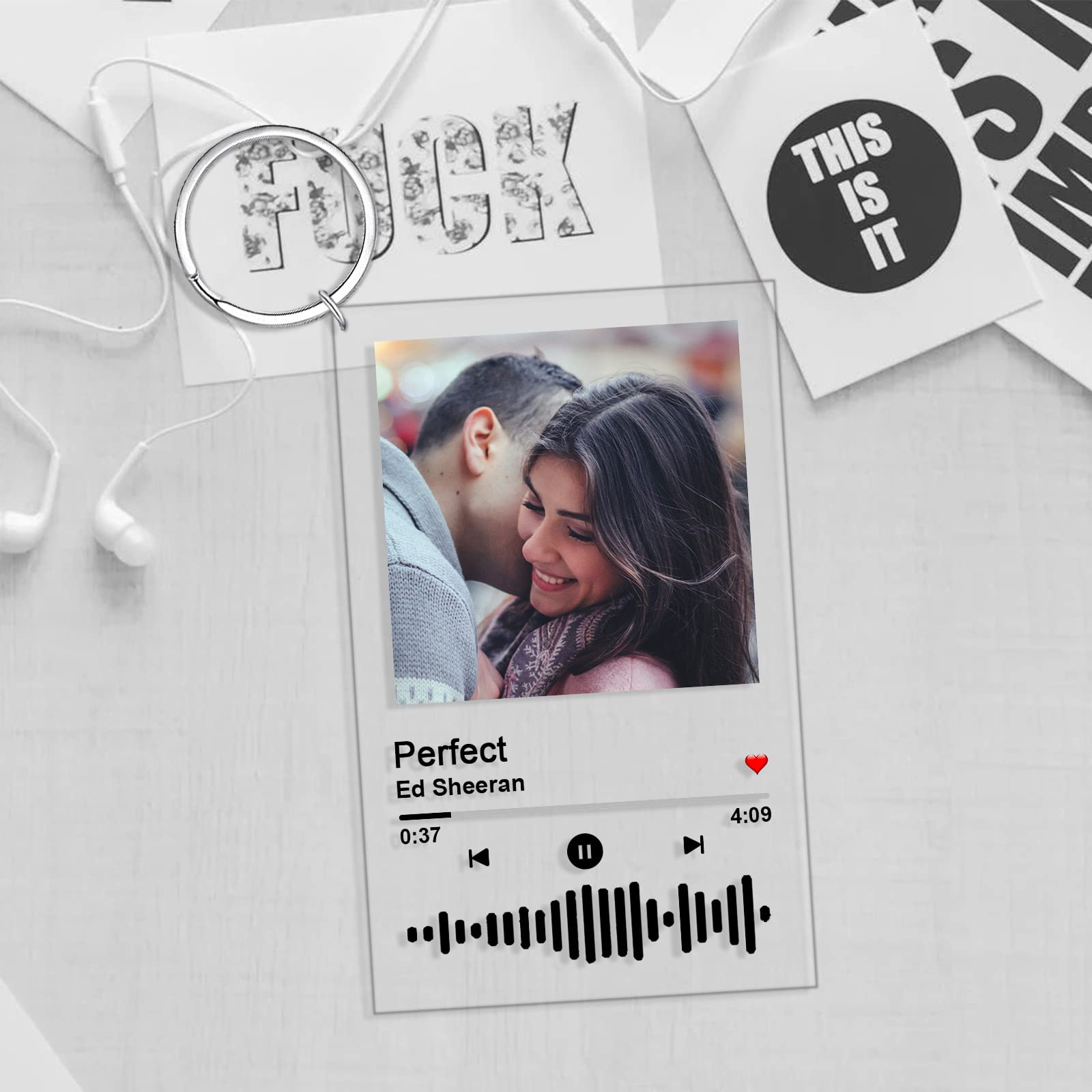 Customized Acrylic Music Keychain with Photo & Scannable Song Code - Personalized Gift for Music Lovers - Perfect for Birthdays, Anniversaries & Special Occasions