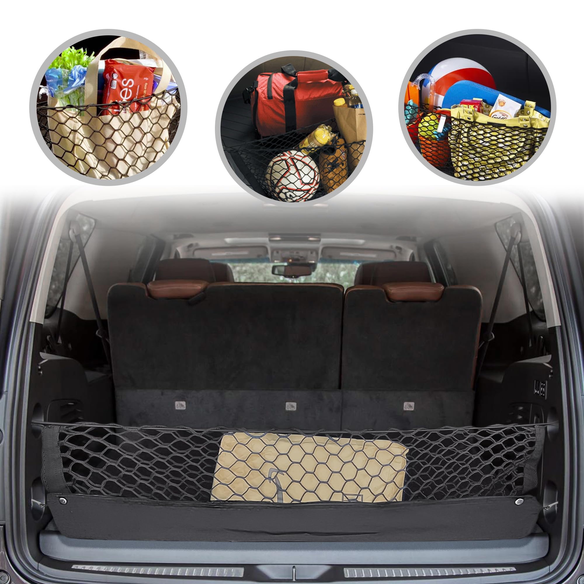 Premium Envelope Style Trunk Mesh Cargo Net for Cadillac Escalade ESV 2015-2025 | Heavy-Duty Car Storage Organizer | Universal Pickup Truck Bed Net | Perfect for Road Trips, Camping & Outdoor Adventures