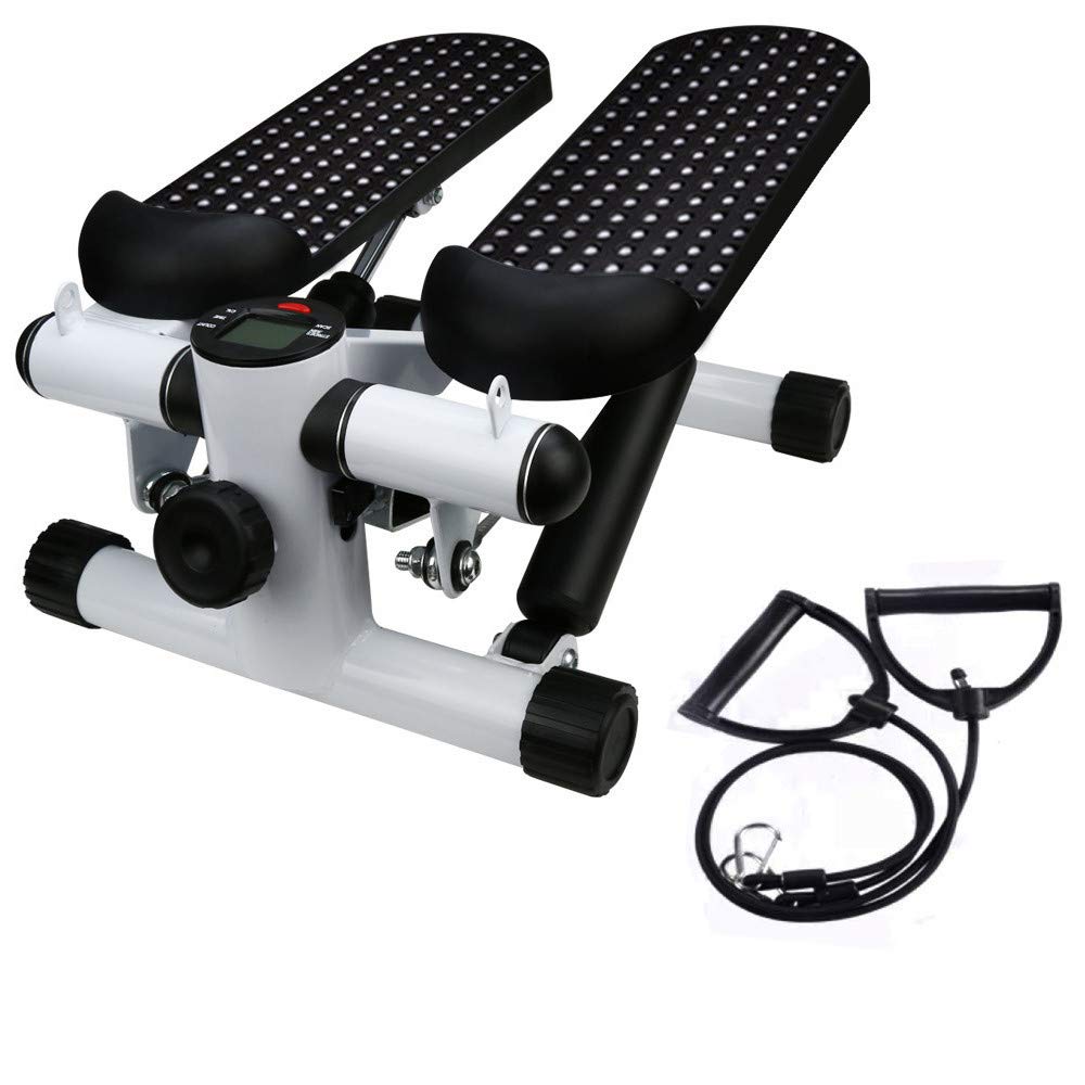 Pratcgoods Adjustable Mini Stepper Machine with LCD Monitor & Resistance Bands - Cardio Workout Equipment for Home Gym, Full Body Exercise for Women & Men - Perfect for Small Spaces, Office Workouts & Indoor Fitness Training