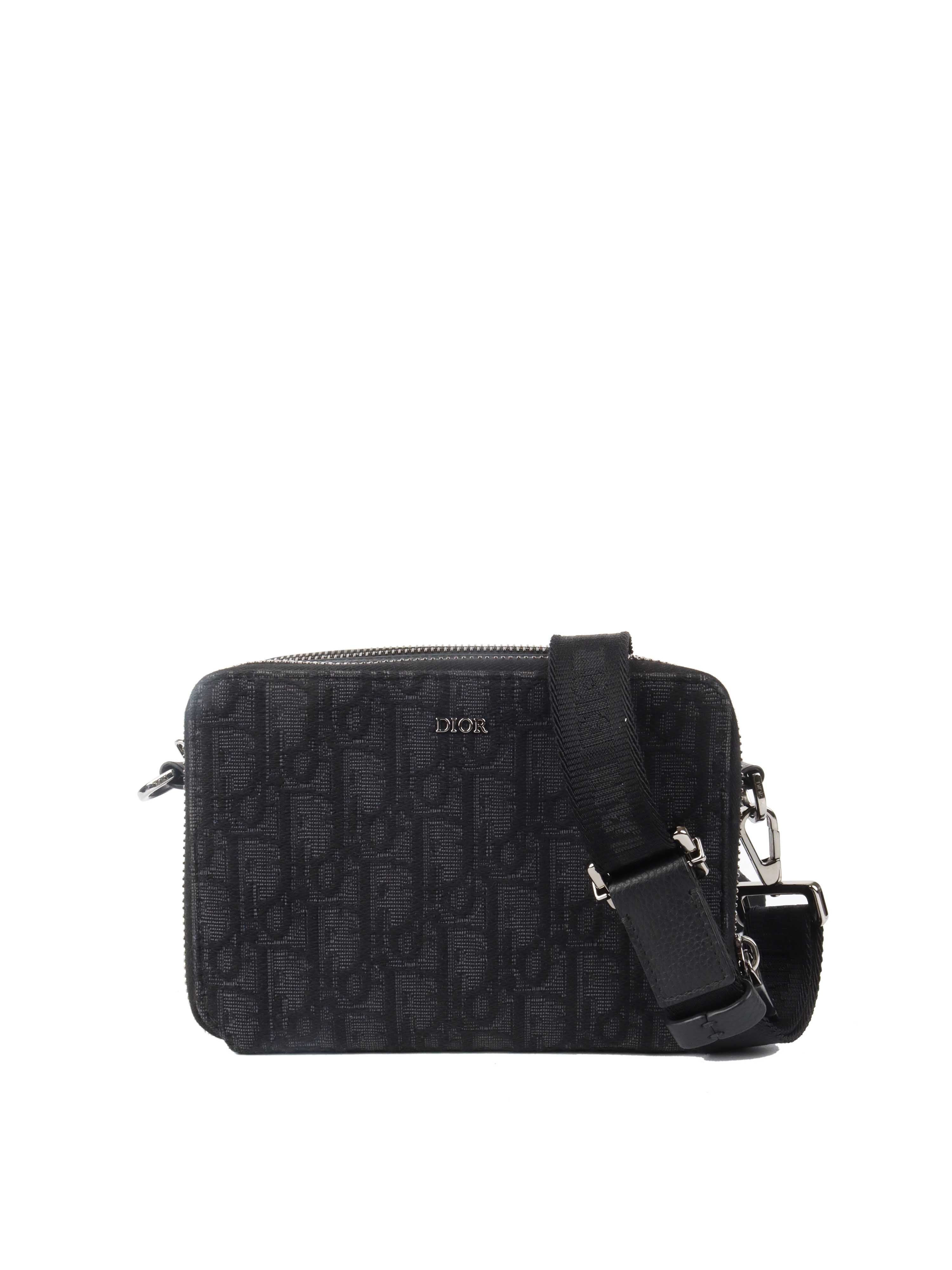 Dior Oblique Jacquard Pouch with Adjustable Strap - Black Luxury Crossbody Bag for Women | Perfect for Everyday Use, Travel & Special Occasions