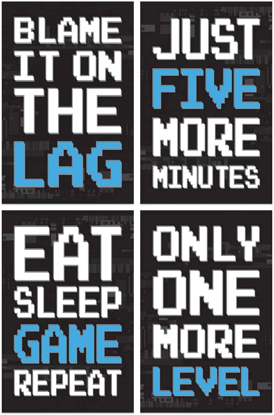 Damdekoli Video Game Posters Set of 4 - 24x36 Inches - Gaming Room Decor, Man Cave Wall Art, Gamer Gift, Home Office Decor