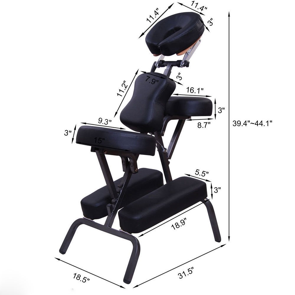 Portable PU Leather Tattoo Chair with Adjustable Backrest - 44