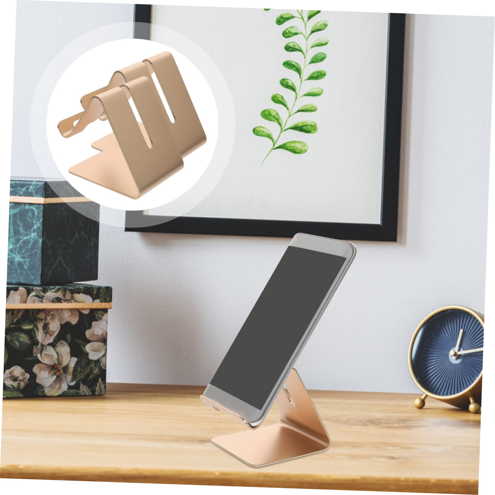 Aluminum Universal Tabletop Phone Stand Holder - Adjustable Phone Bracket for Cell Phone, Tablet, and Computer - Perfect for Desk, Kitchen, and Video Calls