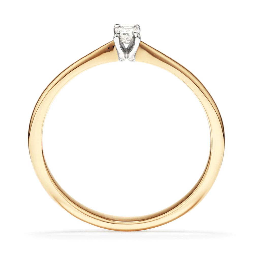 Two Tone Petite Emerald Cut Lab Grown Diamond Solitaire Promise Ring for Women - Elegant Engagement, Wedding, Anniversary Gift Idea