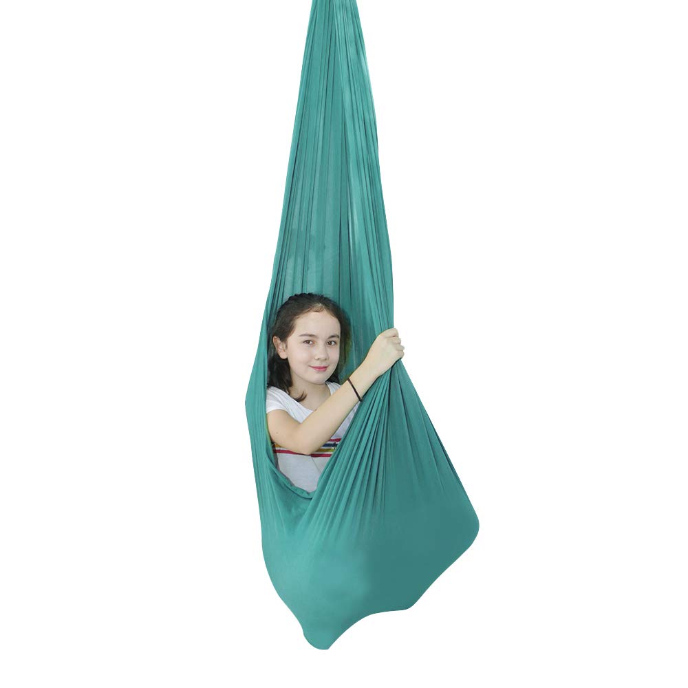 TOPARCHERY Therapy Swing for Kids - Indoor Sensory Cuddle Hammock for Special Needs, ADHD & Aspergers - Green Snuggle Swing with Hardware Set - Perfect for Relaxation, Calming & Sensory Integration Therapy