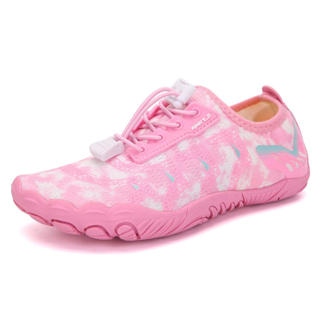 XyyrYS Quick Drying Barefoot Water Shoes for Men & Women - Non-Slip Wear-Resistant Rubber Sole Swim Shoes for Sailing, Surfing, Fishing & Swimming | Lightweight Aqua Shoes for Beach, Pool & Water Sports (Pink, Size 37)