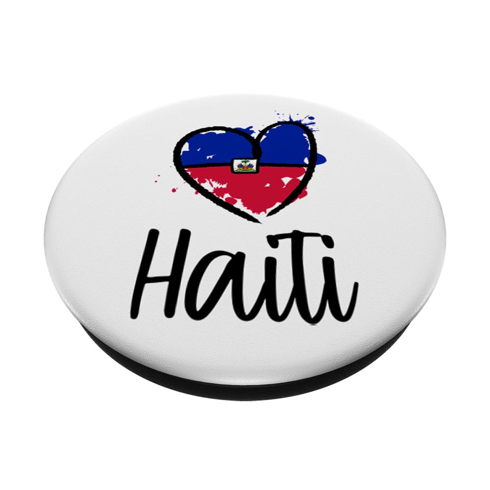 Haitian Flag PopSocket - Swappable PopGrip with Heart Design | Perfect for Phones, Tablets & Laptops | Great Gift for Haitian Americans & Caribbean Culture Lovers