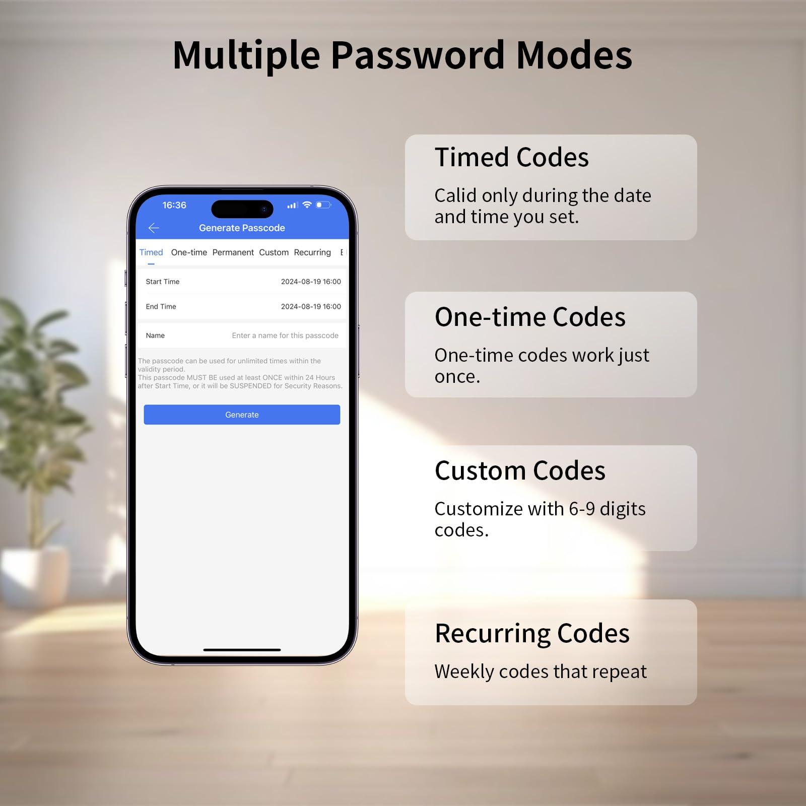 IRONZON Smart Keyless Entry Door Lock with Handle - 5-in-1 Keypad Deadbolt for Front Door (Fingerprint, Password, Key, APP Control) - Perfect for Home Security & Vacation Rentals